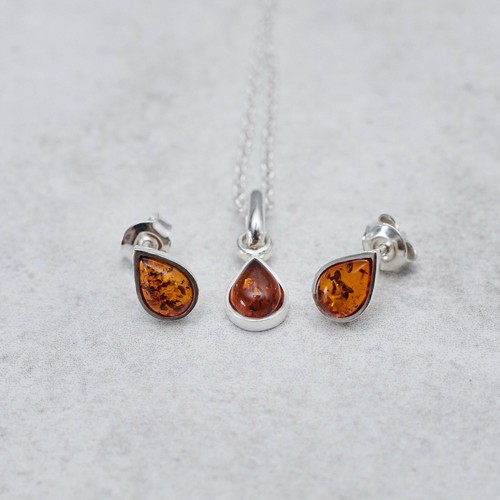 Amber Jewellery Set Baltic Amber Stud 