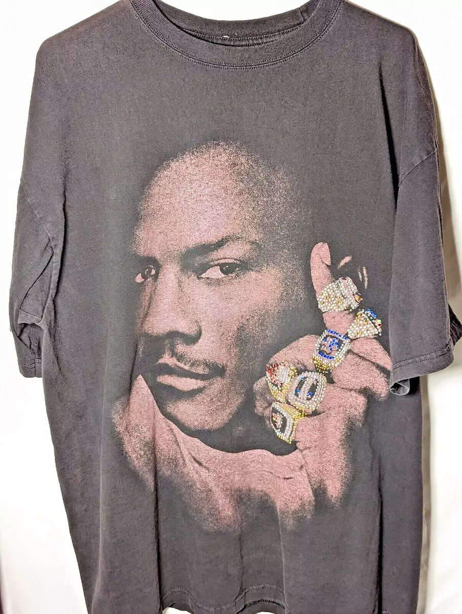 Vintage Bling 6 Rings Tee Michael Jordan Chicago Bulls Rap Hip Hop Tee Shirt 2XL