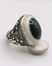 Rare Yemeni Aqeeq Sulimani Handmade Ring Sterling Silver 925                 