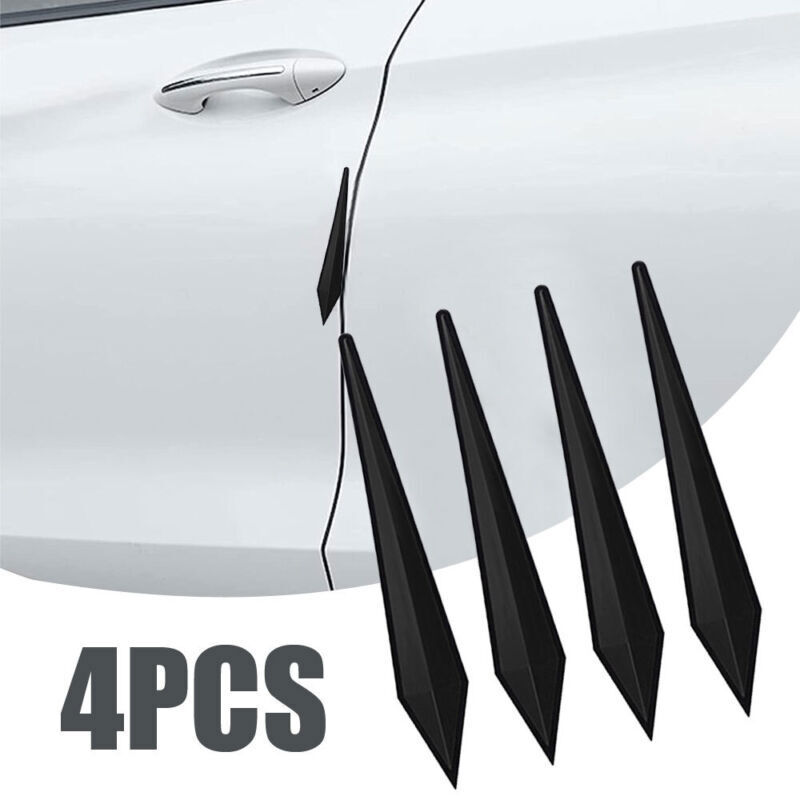 4 Black Car Door Mirror Bumper Protector Strips
