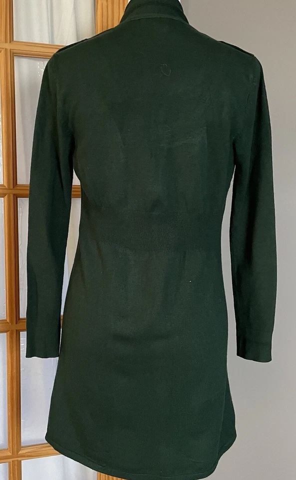 WHBM Open Front Cardigan Womens S Green Pockets Shoulder Strap Strap Lagenlook - Image 4 of 4