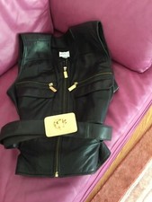 Vakko Brand New Lamb Skin Black West Size L With Gold Buckle Belt.