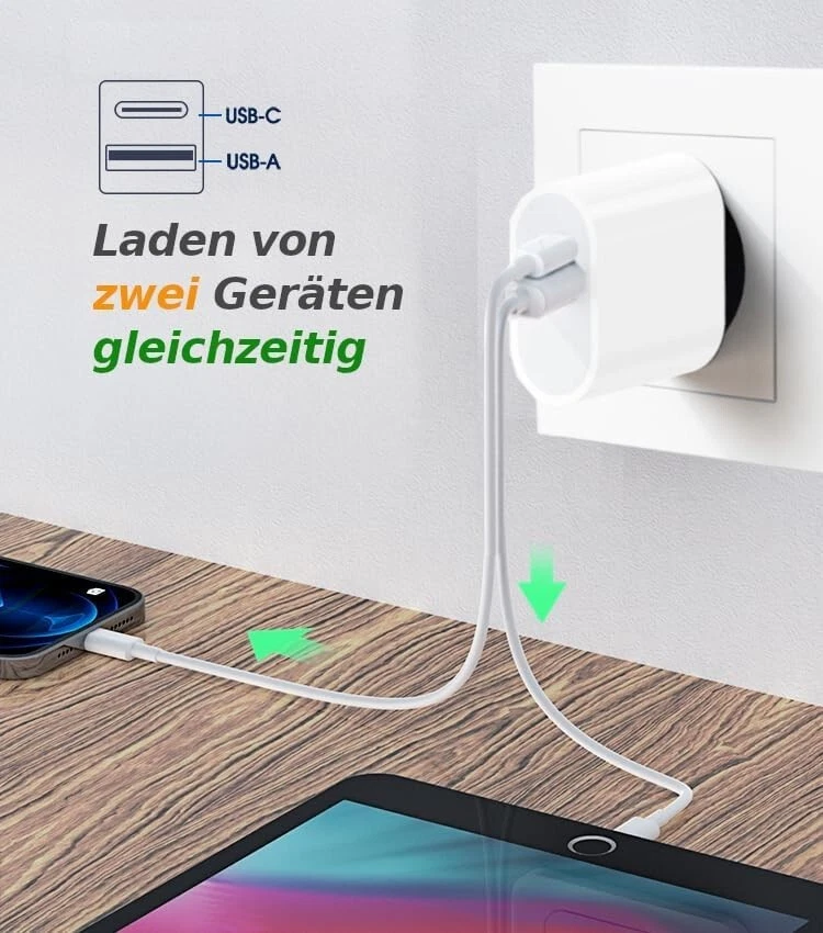 Caricatore Adattatore 2In1 USB 3.1 Tipo C Per Cubot A Presa Elettrica L97 BIANCO - Immagine 3 di 4