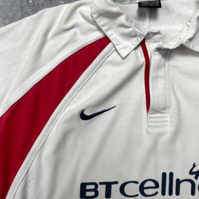 Vintage 2001/2002 Nike England Rugby Union Thrashed LS Shirt White