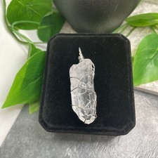 Handmade 2  Crystal Stone Pendant Silver-Tone Wire Wrap New Free Ship A1457