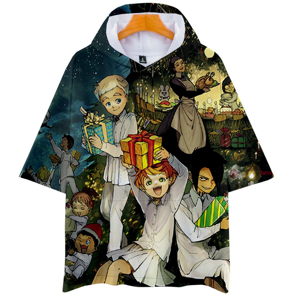Anime The Promised NeverLand 3D Short Sleeve Loose Shirt Hoodie, Hooded T-Shirt