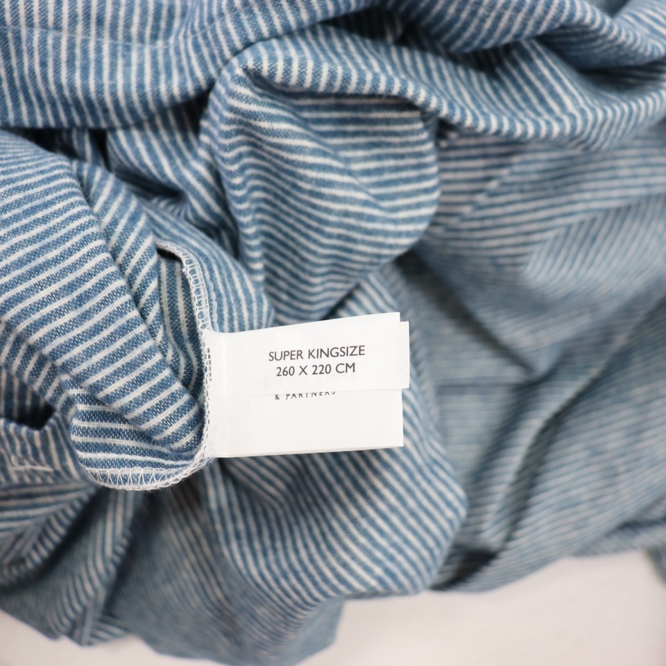 John Lewis Euan Stripe Brushed Cotton Duvet Cover Loch Blue Super King