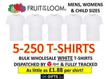 WHOLESALE WHITE T-Shirts Fruit of the Loom Unisex Plain Cotton Short Sleeve Bulk