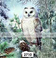 (2710) TWO Paper LUNCHEON Decoupage Art Craft Napkins SNOWY OWL WINTER SNOW BIRD