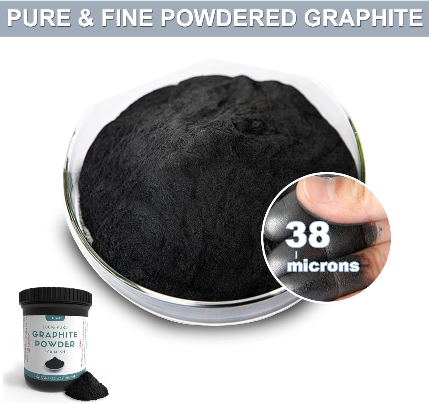 1 Quart Microfine Pure Graphite Powder, Excellent Dry Powdered Graphite