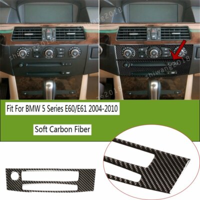 Soft Carbon Fiber Audio CD Panel Decor Cover For BMW 5 Series E60/E61 2004-2010