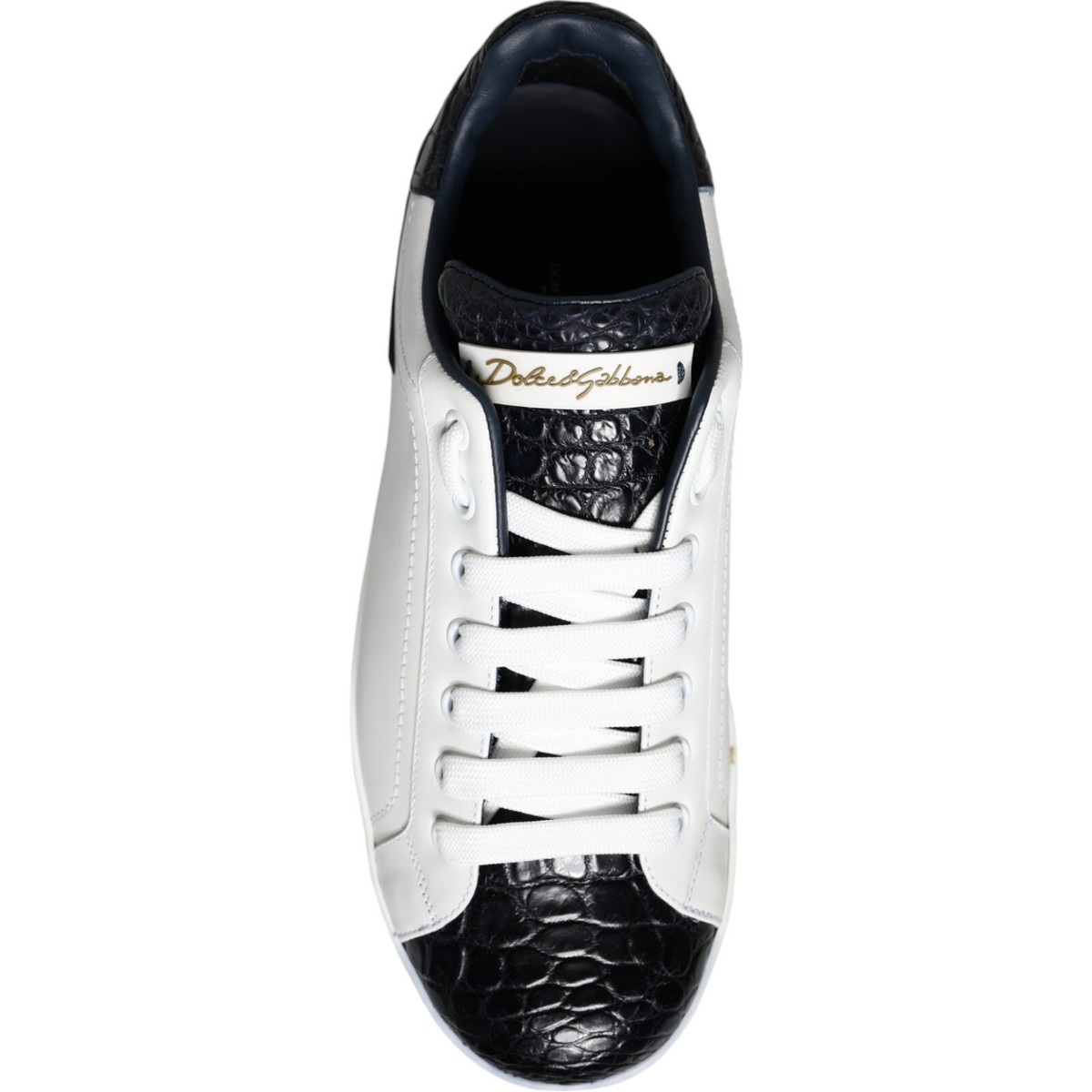 DOLCE & GABBANA Shoes White Leather Logo Portofino Sneaker