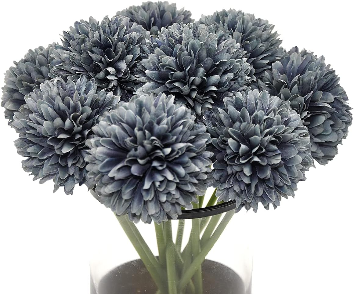 10Pcs Artificial Fake Flower Plants Silk Chrysanthemum Ball Hydrangea Arrangemen