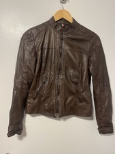 Noi Firenze Womens Leather Brown Zip Up Jacket Size Small