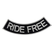 RIDE FREE Rocker Patch - 11" x 2" Large Black & Silver Biker Vest Jacket DIY Cut