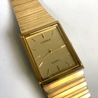 Vintage Seiko Lassale 8420-6709 Gold Tone Tank Wrist Watch - Needs Battery