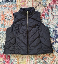 Michael Kors 1XL Black Puffer Quilted Vest Jacket Charm Womens MSRP $125 X Large