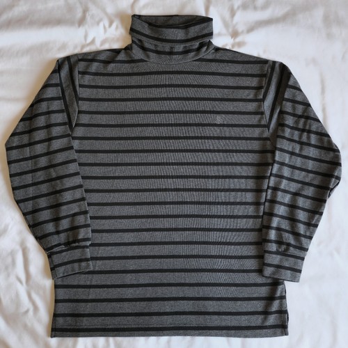 Bill Blass, Vintage Bill Blass Knitwear Grey Black Striped Large Turtleneck Sweater USA Made