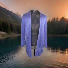 J Jill Open Cardigan Sweater Linen Blend Blue Size L Petite EUC