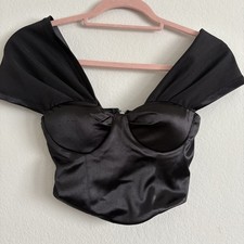 Princess Polly Black Satin Corset Top- US Size 0