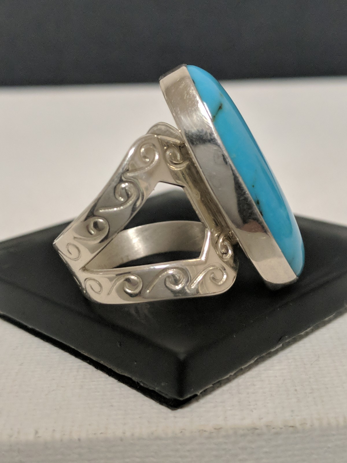 Sterling Silver Turquoise Statement Ring – Size 7… - image 2