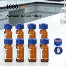 1000Pcs 2ml Autosampler Vial Glass Amber Sample vials Lab Vial HPLC w/ Screw Cap