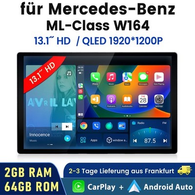 13.1'' Für Mercedes Benz W164 GL320 ML350 X164 Autoradio Android14 GPS 2+64GB SWC
