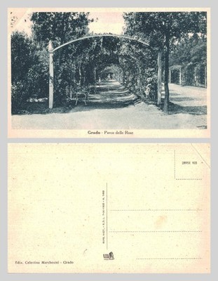 Vintage Postkarte - Grado Parco delle Rose Italien Gartenansicht UNBESPIELT
