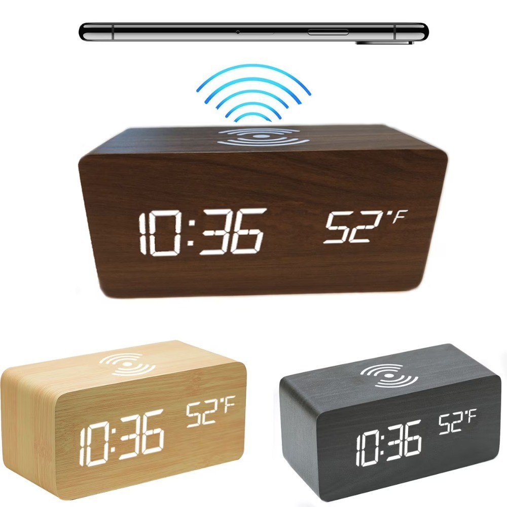 With Qi Phone Charger Black Wood Finish