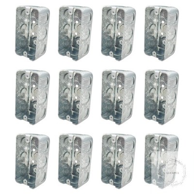 12 Packs 4x2 Inch Metal Electrical Box, Single Gang Electrical Box, Ten 1/2 Inch