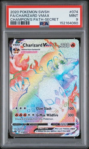 2020 POKEMON SWORD & SHIELD CHAMP'S PATH SECRET FULL ART/CHARIZARD VMAX PSA 9