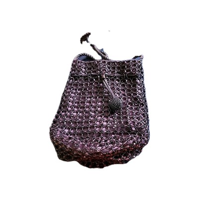 Rare Vintage Bechamel  Purple Beaded Evening Purse Handbag W/Drawstring  Closure