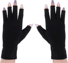 UV Schwarze Handschuhe Nägel, Fingerlose Handschuhe Dünn Anti UV Schutz 2 Größen