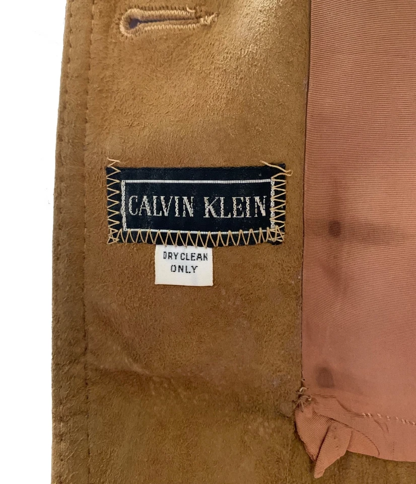 CALVIN KLEIN Vintage 70s Women's LS Suede Shirt Jacket with Belt - Sz S Trending - Image 3 of 4