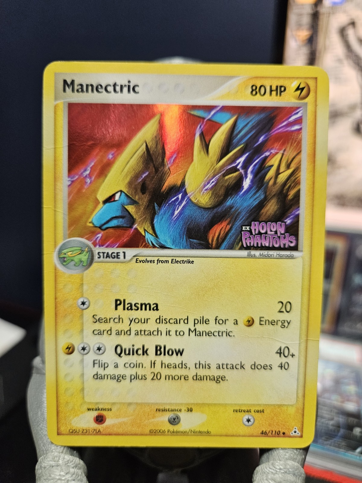 Pokemon TCG Manectric 46/110 Holon Phantoms Reverse Holo Stamp
