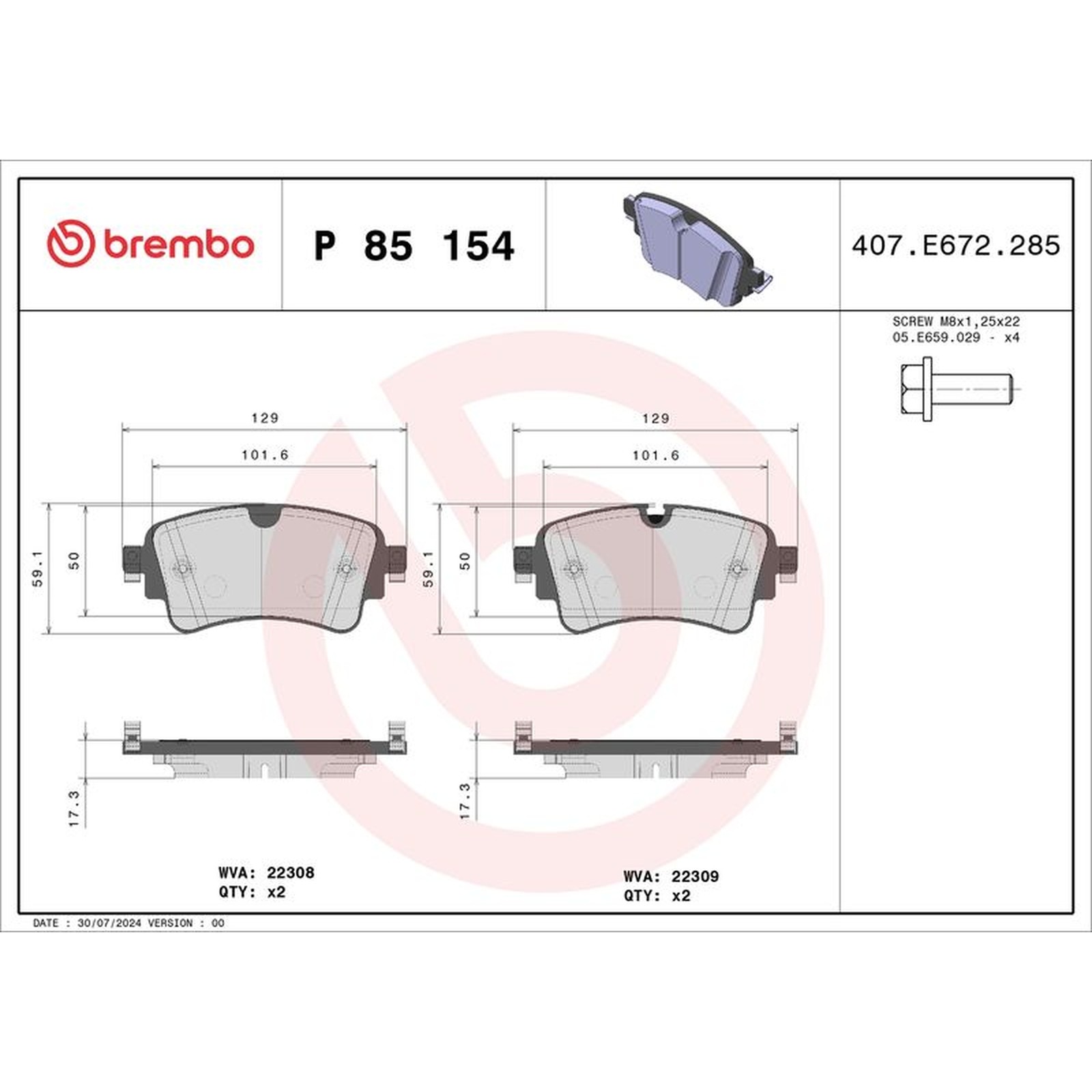 ✅Fits BREMBO P 85 154 Brake Pad Set, disc brake P 85 154 Brake pads ⭐UK Seller⭐ - Image 46