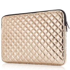 Puffy Laptop Sleeve 11 12 13 13.3 14 15 15.6 inch Inch, Gold Quilted