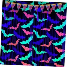2PCS Halloween Party Decorations, Halloween Pattern Foil Fringe Curtains