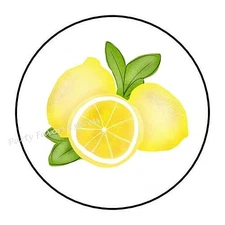 Lemons Envelope Seals Labels Stickers 1.5" Round (30) Yellow 