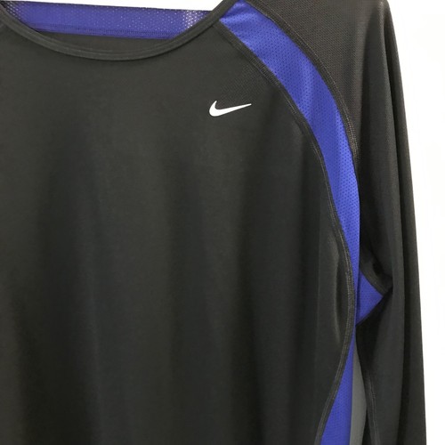 Nike DRI-FIT Running Womens X-LARGE BLACK Long Sleeve Tee Shirt Lightweight - Picture 2 of 5