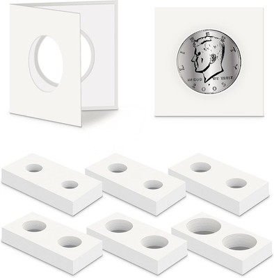 120 Pieces Self Adhesive Coin Flips Cardboard Coin Holder 6 Sizes 2'' X 2'' Curren