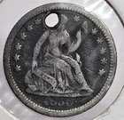 1850 Seated Liberty Half Dime, Silver US 5c Coin, GDetails, Holed, FREE SHIP!