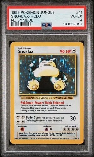 Snorlax Holo - 1999 Pokemon  No Symbol Jungle #11 PSA 4