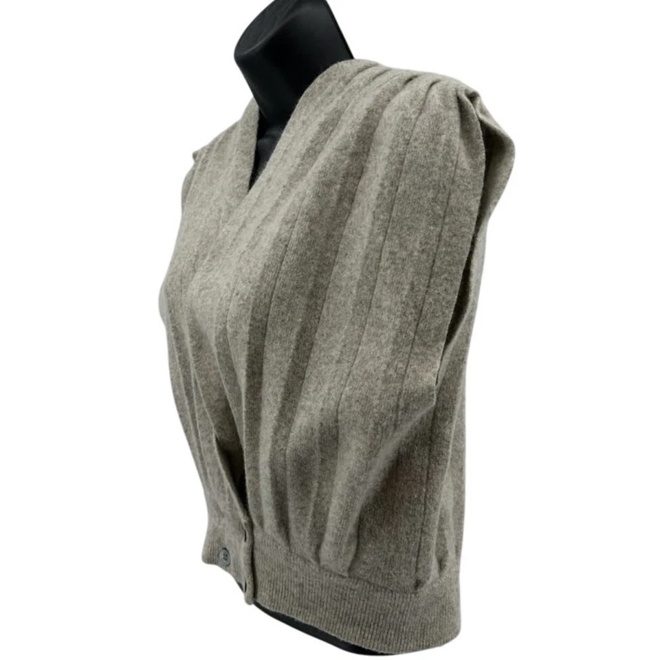 Винтажный Evan Picone свитер жилет WMNS L желтовато-коричневый v-образным вырезом ангора кролика волос шерсти 80-х  - Изображение 3 из 4