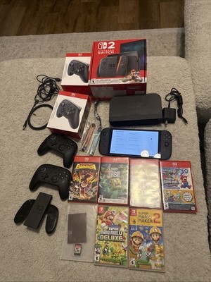 Nintendo Switch 2 Console W/ 7 Games And 2 Pro Controllers Large Bundle