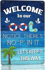 Welcome To Our Ool Tin Metal Signs Outdoor Pool Decor Funny 8x12