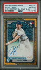 2024 BOWMAN DRAFT CHROME PROSPECT AUTOS GOLD SHIMMER JOHNNY KING 3/50 PSA 10