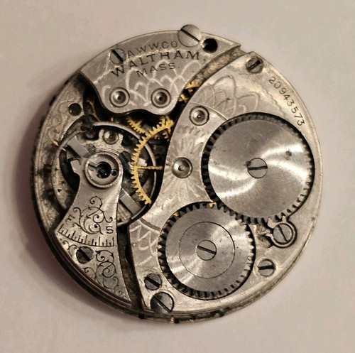 Antique 1908 Waltham Model 1900 Grade 110 Pocket Watch Movement Parts 0s 7j USA