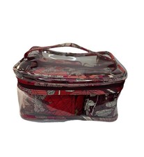 Vera Bradley Quilted Floral Makeup Bag  Clear PVC Case Set Zippered