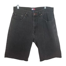 Vintage Men's Y2K Tommy Hilfiger Black Gray Denim Jean Shorts Jorts